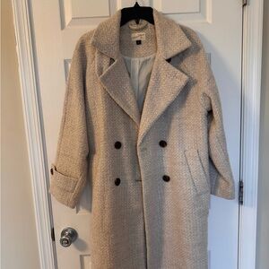 Universal Thread Cream Double-Breasted Bouclé Coat